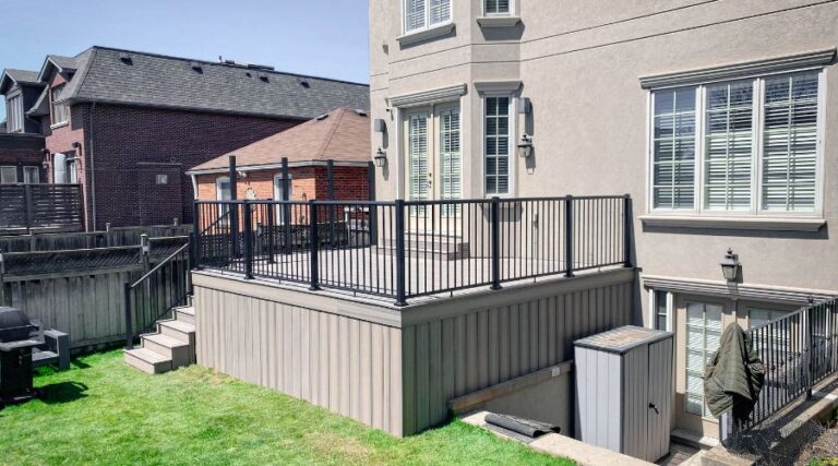 Home with patio on helical piles in Montreal