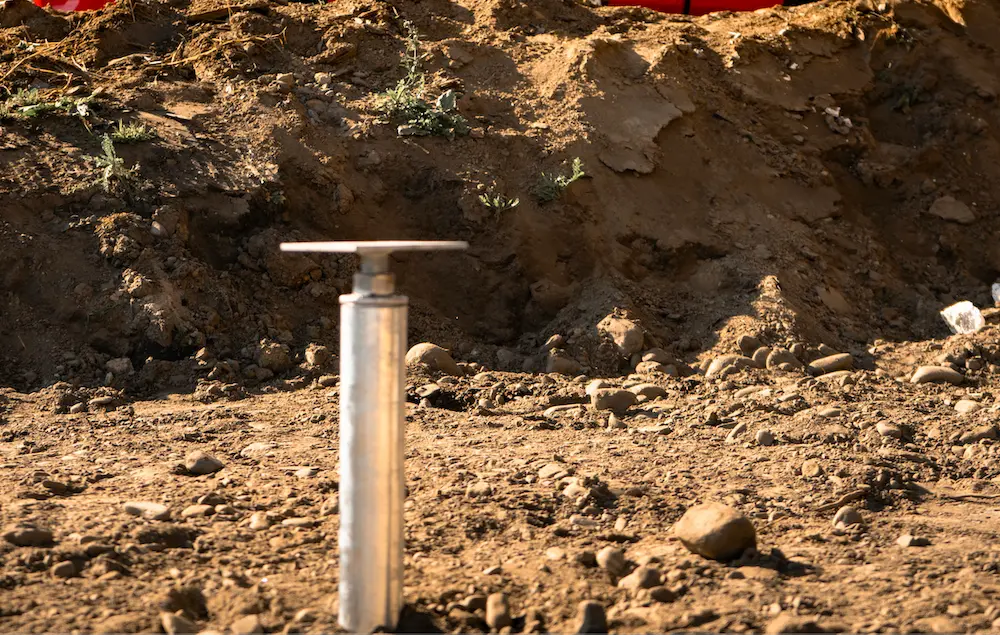 Helical pile installed in sandy soil