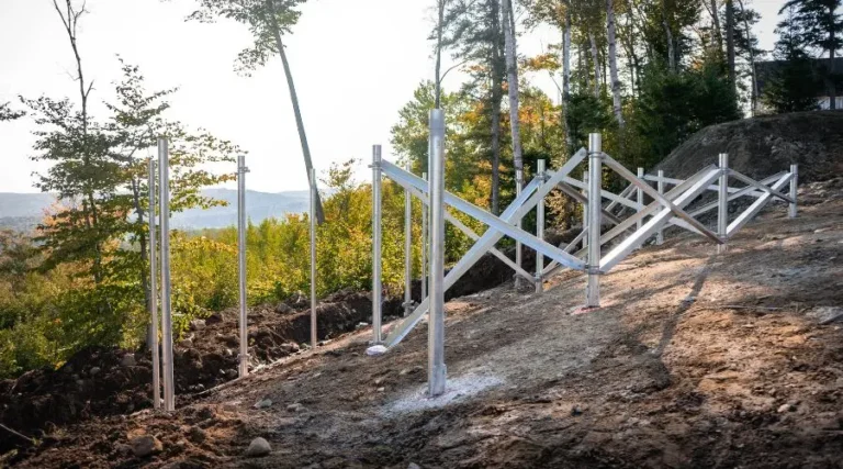 Screw piles system installed on sloped terrain